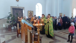 Богослужение накануне Вербного Воскресенья в п. Красный Ключ 