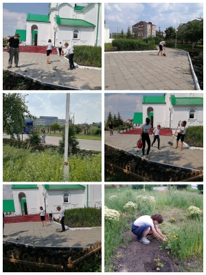 Воспитанники воскресной школы Ильинского храма города Нурлата приняли участие в благоустройстве и озеленении прихрамовой территории